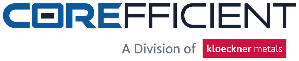 Logo of leading transformer core manufacturer, Corefficient, A Division of Kloeckner Metals